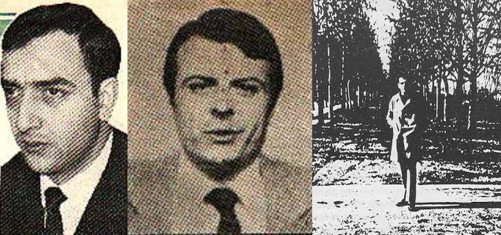 Σπύρος Σταθόπουλος (αριστερά, πέθανε το 2012), Θεόδωρος Καραμπέτσος (κέντρο, πέθανε το 2014) σε φωτογραφίες του 1976 και Γιώργος Βεντούρης (δεξιά) σε φωτογραφία του 1969.