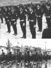 Σεπτέμβριος 1969, Αλκιμοι σε τελετή ορκωμοσίας (επάνω) και σε παρέλαση στην Οδό Πανεπιστημίου (κάτω)