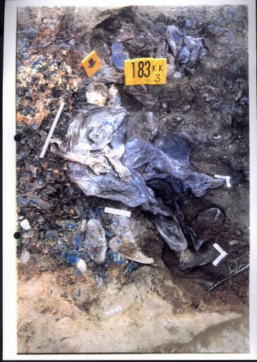 Exhibit P128-24 from Krstic trial - Srebrenica victims had their hands tied before executions - A full view of one victim who was systematically executed and dumped into mass graves