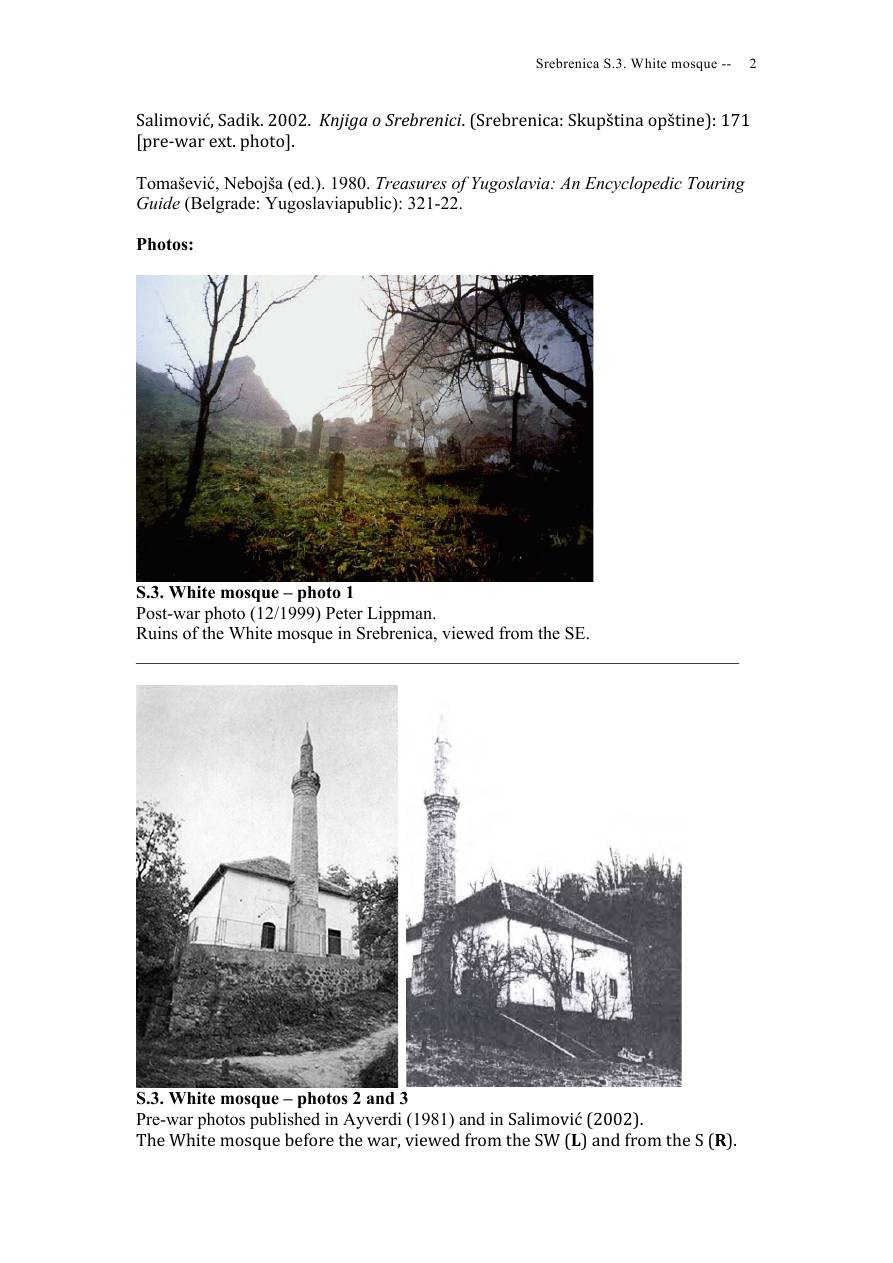 Andras Riedlmayer - Report S3 on White Mosque Bijela dzamija (Hadzi Skender-begova dzamija Mosque of Hadzi Skender Beg) in Srebrenica [October 2012] - Mladic-Srebrenica-S3 White-02